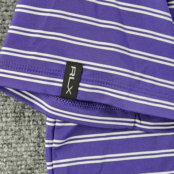 RLX Ralph Lauren Medium Purple Short Sleeve Striped Polo Golf Activewear Spandex - Picture 8 of 13